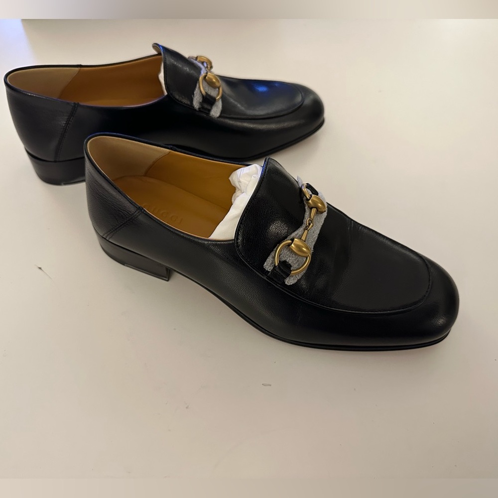 Gucci leather moccasin , black , 37.5 , brand new with box